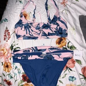 Skye Swimwear Pink & Navy Floral Bikini Set